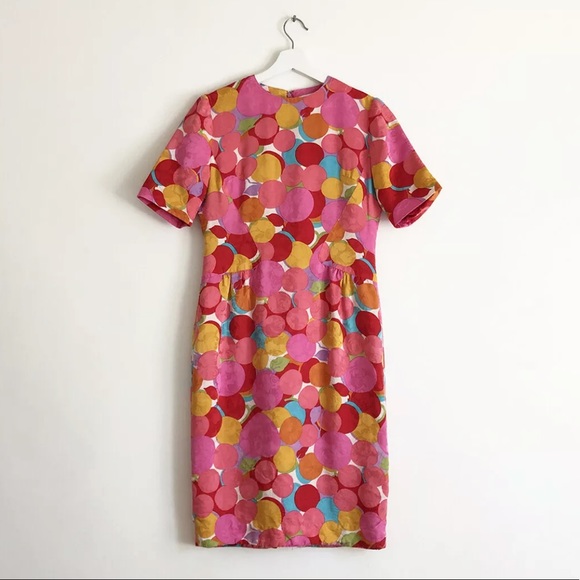 Vintage Dresses & Skirts - vintage pink red floral polkadot silk dress S